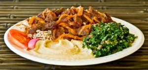 Order Beef Schawarma & Rice Combo food online from Woody's Oasis store, East Lansing on bringmethat.com