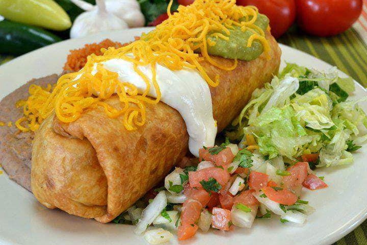 Order 20. Chimichanga Plate food online from Los Cuates store, Raleigh on bringmethat.com