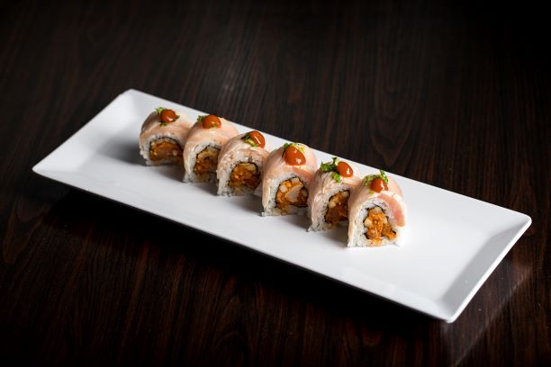 Order Yellowtail Surprise  Roll -8 Pieces food online from Show Ramen store, La Verne on bringmethat.com