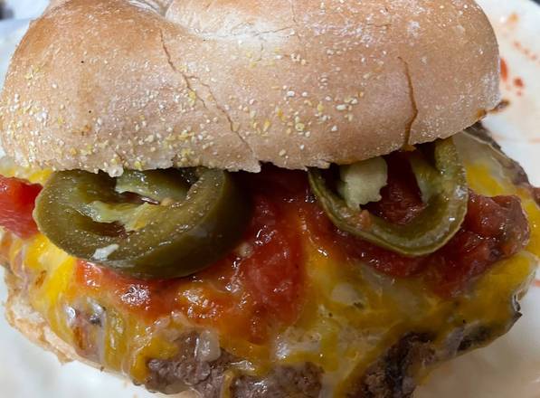 Order Nacho Burger food online from The Burger Barn store, Quincy on bringmethat.com