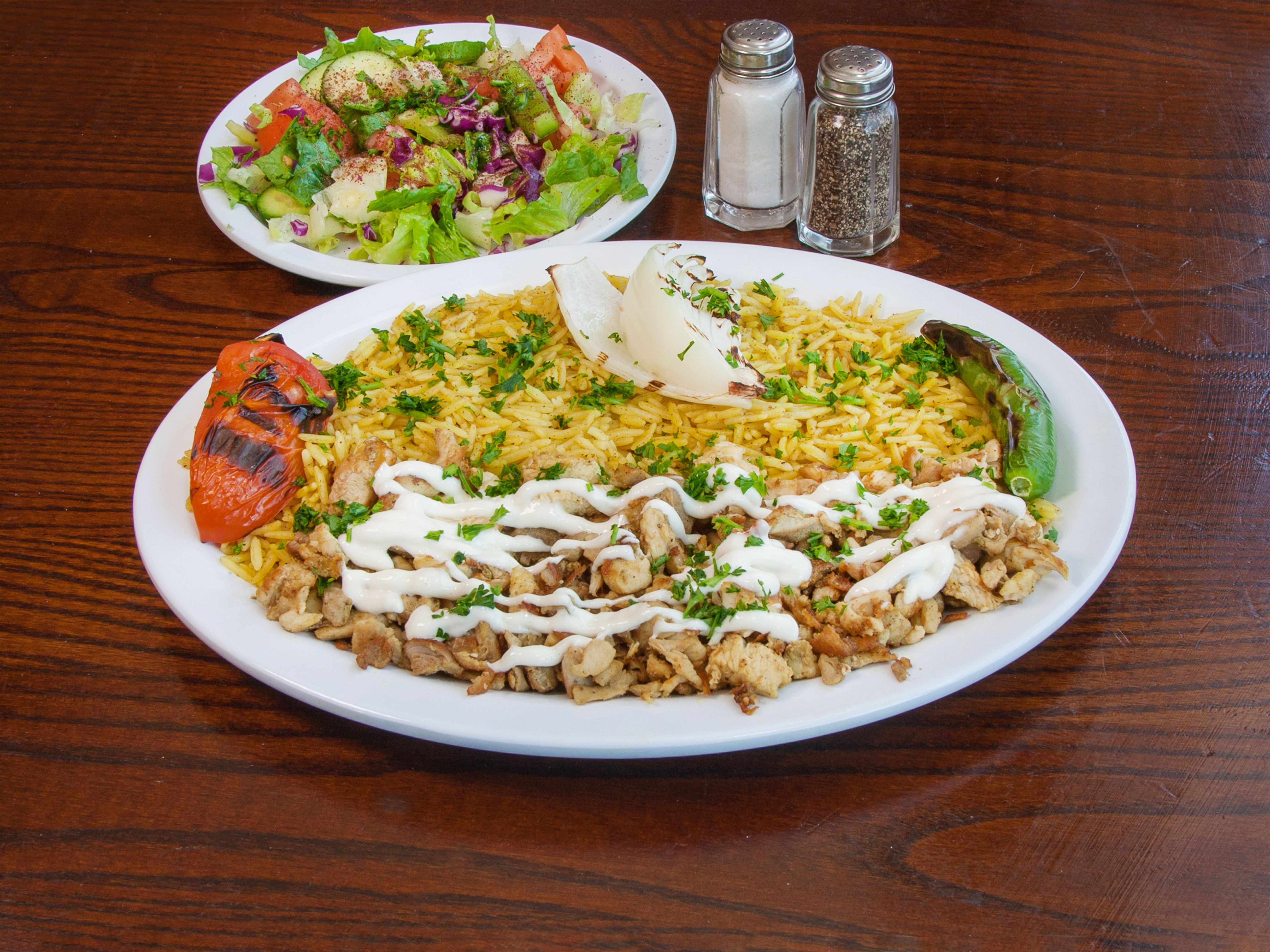 Order Chicken Shawerma Platter food online from Petra Falafel store, Forest Park on bringmethat.com