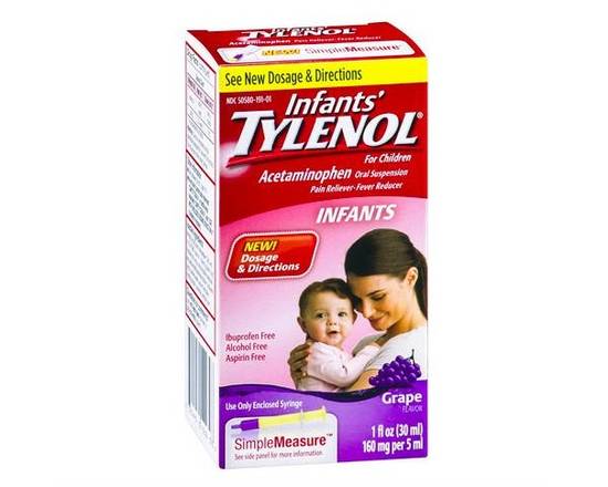 Order Infants' Tylenol Pain+Fever Grape 1 oz food online from McLean Ave Pharmacy store, Yonkers on bringmethat.com