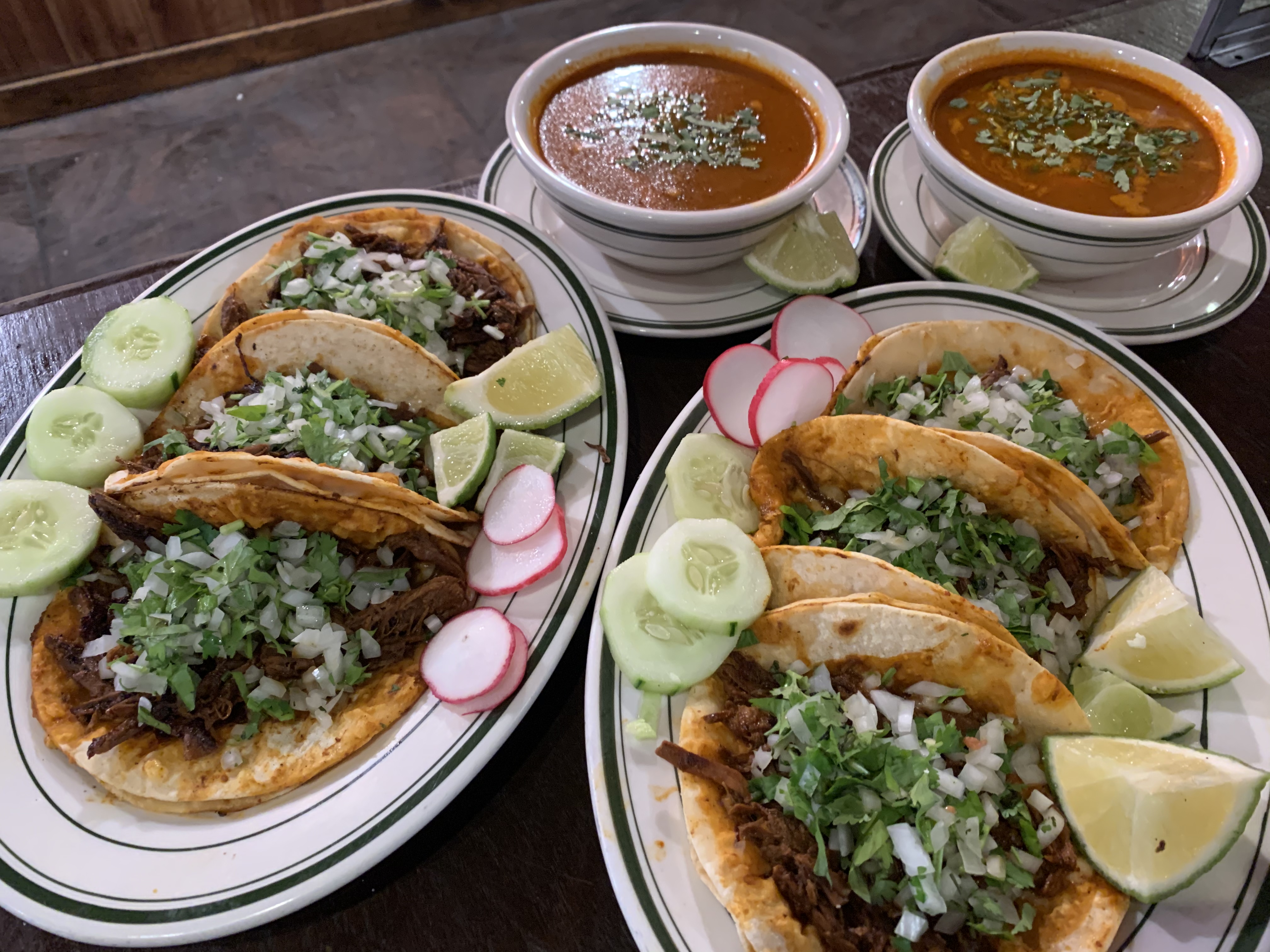 Order (3) Tacos de birria & red consomé  food online from Las Delicias Mexicanas store, New York on bringmethat.com