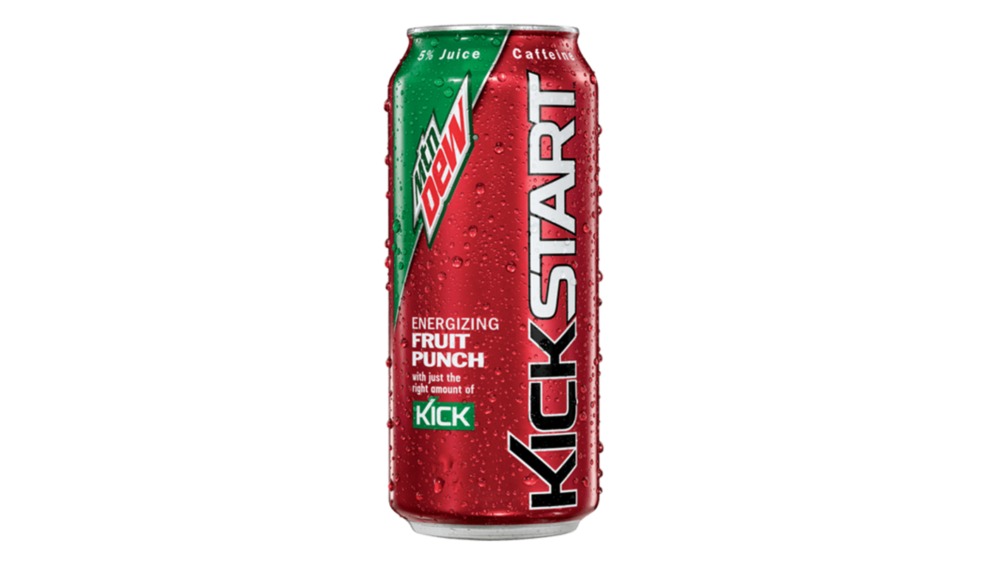 Order Mountain Dew Kickstart Flavored Energizing Fruit Punch 16 oz Can food online from Ross Liquor store, Sylmar on bringmethat.com