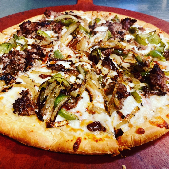Order GF Philly Steak Pizza food online from Piemonte Pizza & Grill store, Providence on bringmethat.com