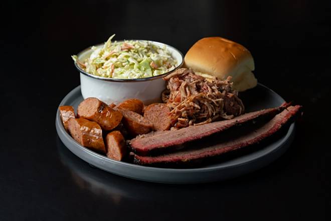 Order 3 Meat Plate food online from R&R Barbeque store, North Salt Lake on bringmethat.com