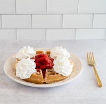 Order Strawberry Cream Waffle food online from Mr Wonderfuls store, Tempe on bringmethat.com