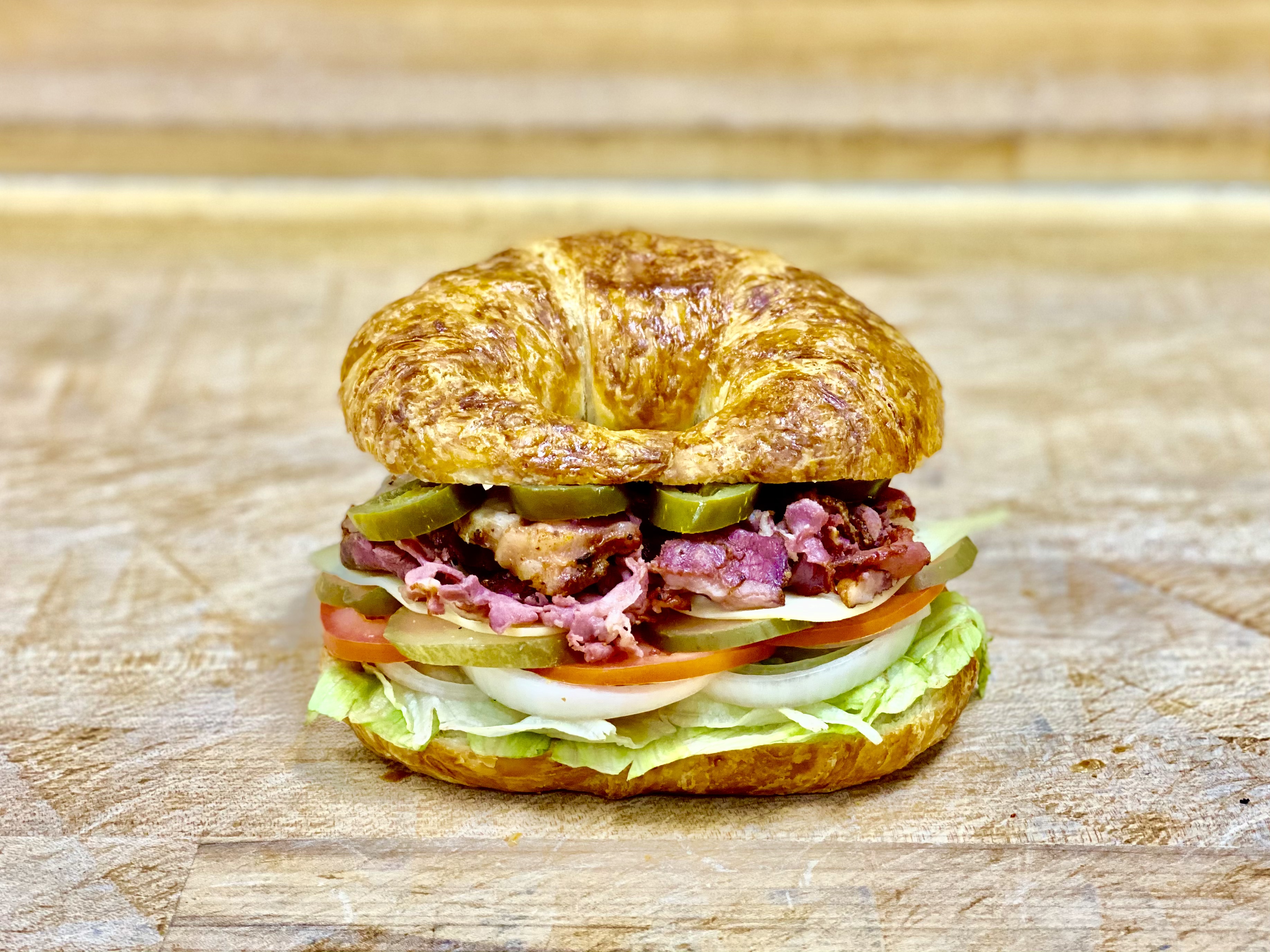 Order L-15 Pastrami & Cheese Croissant food online from K-Inn Donuts store, Paramount on bringmethat.com