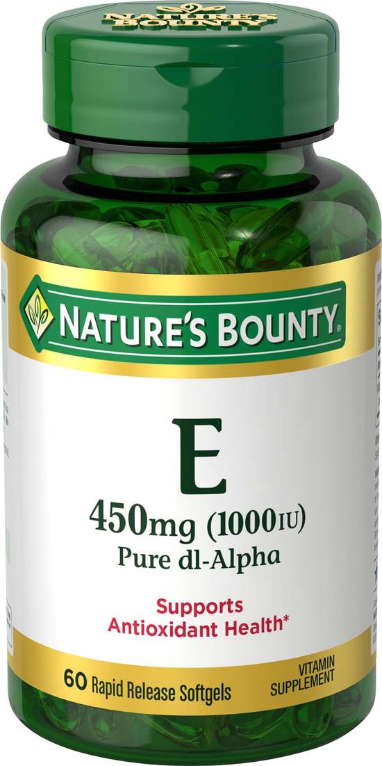 Order Nature's Bounty Vitamin E Rapid Release Softgels 1000IU (60 ct) food online from Rite Aid store, Palm Desert on bringmethat.com