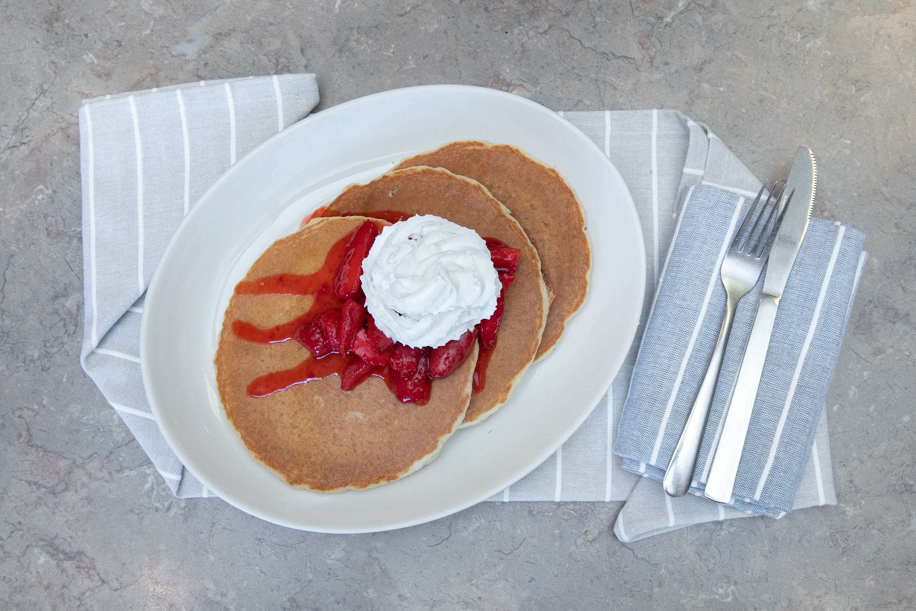 Order Strawberry Pancakes food online from Waffle Shop Family Restaurant store, Loves Park on bringmethat.com
