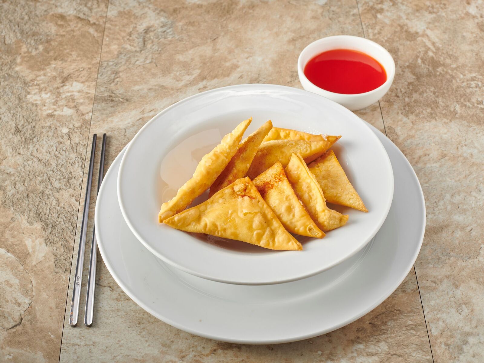 Order 6. Crabmeat Rangoon food online from Hua Long Chinese Restaurant store, Brooklyn on bringmethat.com