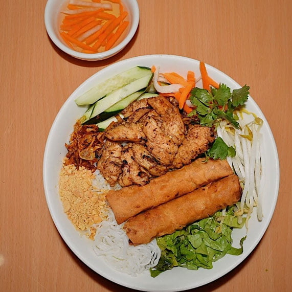 Order 16. Fried Spring Rolls with Vermicelli Bowl food online from Saigonese store, Hartsdale on bringmethat.com