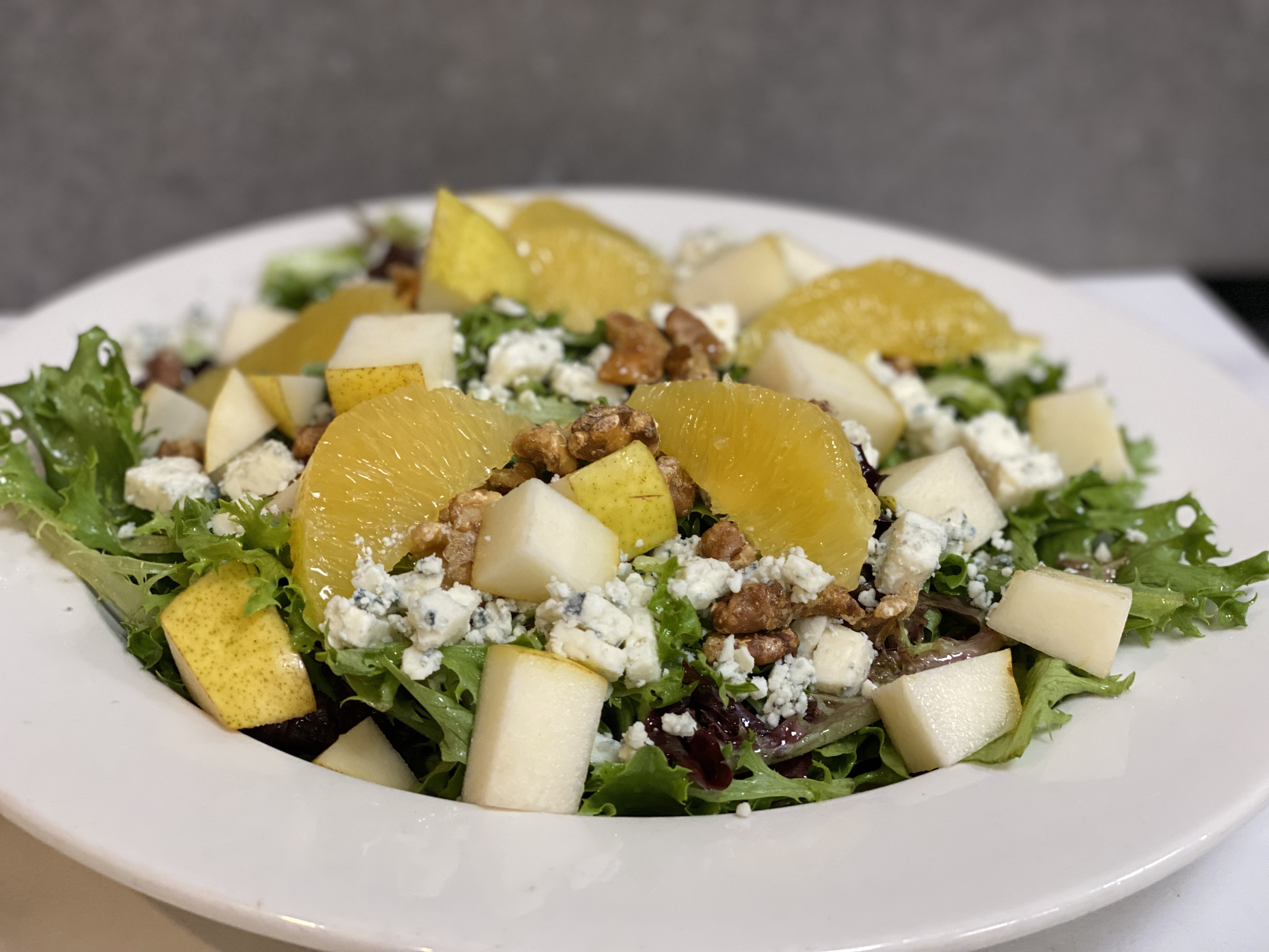 Order Pear and Orange Salad food online from Rolling Pin Cafe store, Westwood on bringmethat.com