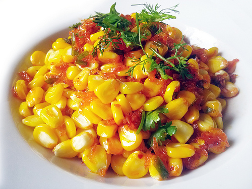 Order S2. Sweet Corn Fried with Baby Shrimp/ Bap Xao Tep food online from Max Saigon store, Chandler on bringmethat.com