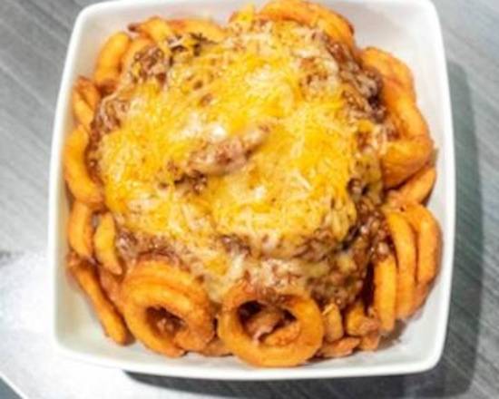 Order Curly Chili Cheese Fries food online from Frosty king inc store, Bakersfield on bringmethat.com