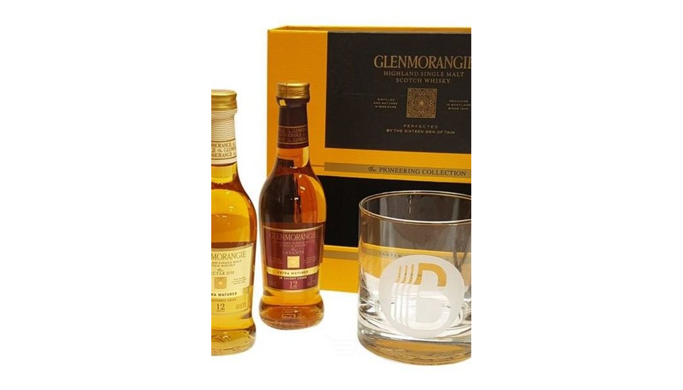 Order Glenmorangie Highland Single Malt Scotch Whisky 10 Year Gift Set 2.55L food online from JR Food Mart store, Camarillo on bringmethat.com