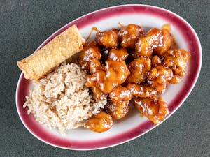 Order L7. Orange Chicken food online from Lucky Rice store, Dallas on bringmethat.com