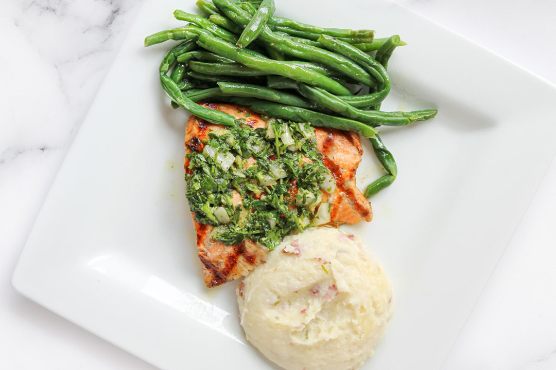 Order Mediterranean Salmon Entree food online from Cafe Express store, Houston on bringmethat.com