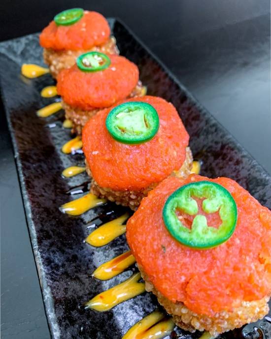 Order Spicy Tuna over Crispy Rice (4pcs) food online from Asakuma Restaurant store, Los Angeles on bringmethat.com