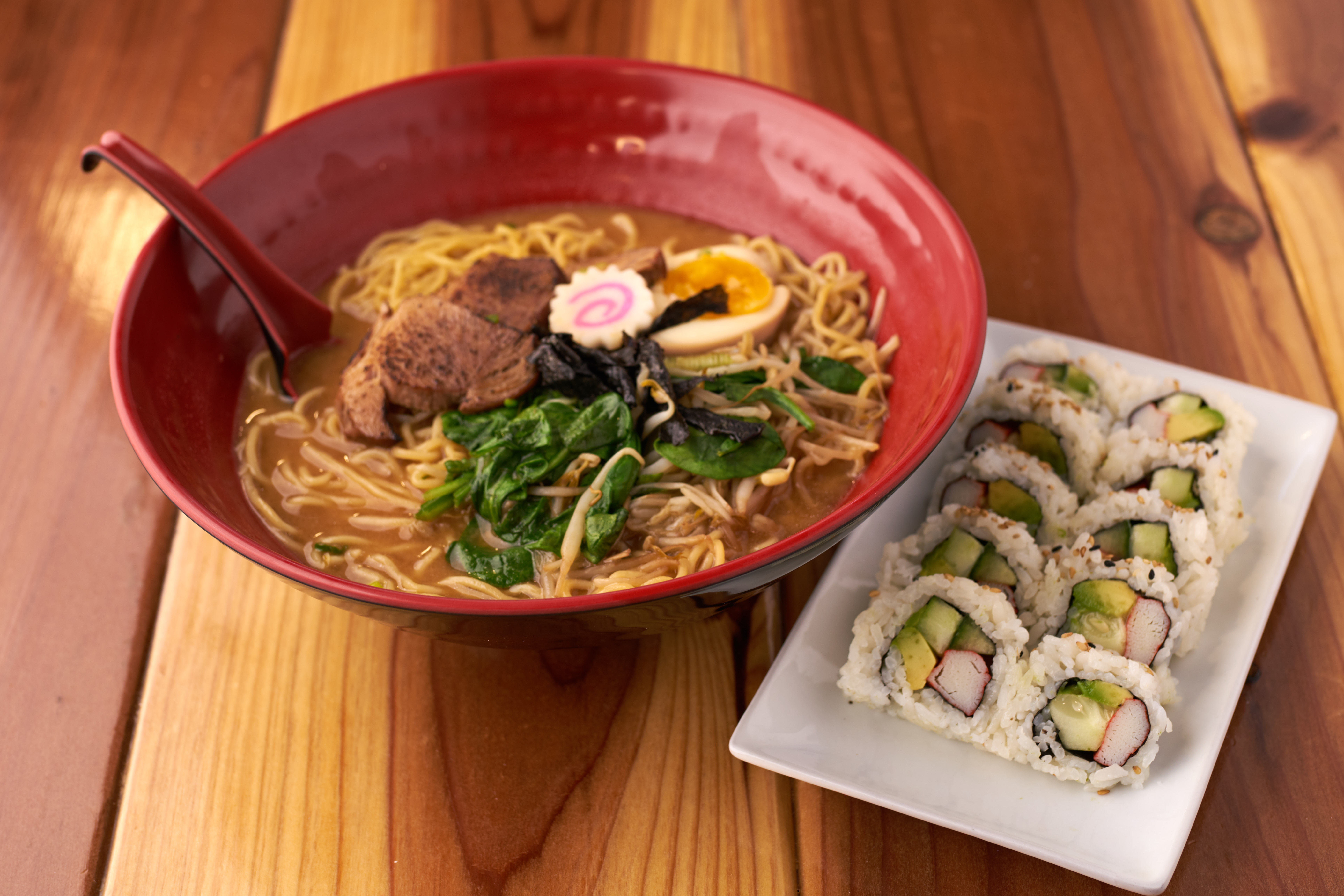 Order tonkotsu ramen and California roll w/soda food online from Lee Sushi store, Sandy on bringmethat.com