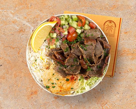 Order Beef and Lamb Gyro Rice Bowl food online from Mediterranea Rice Bowls store, Mountlake Terrace on bringmethat.com
