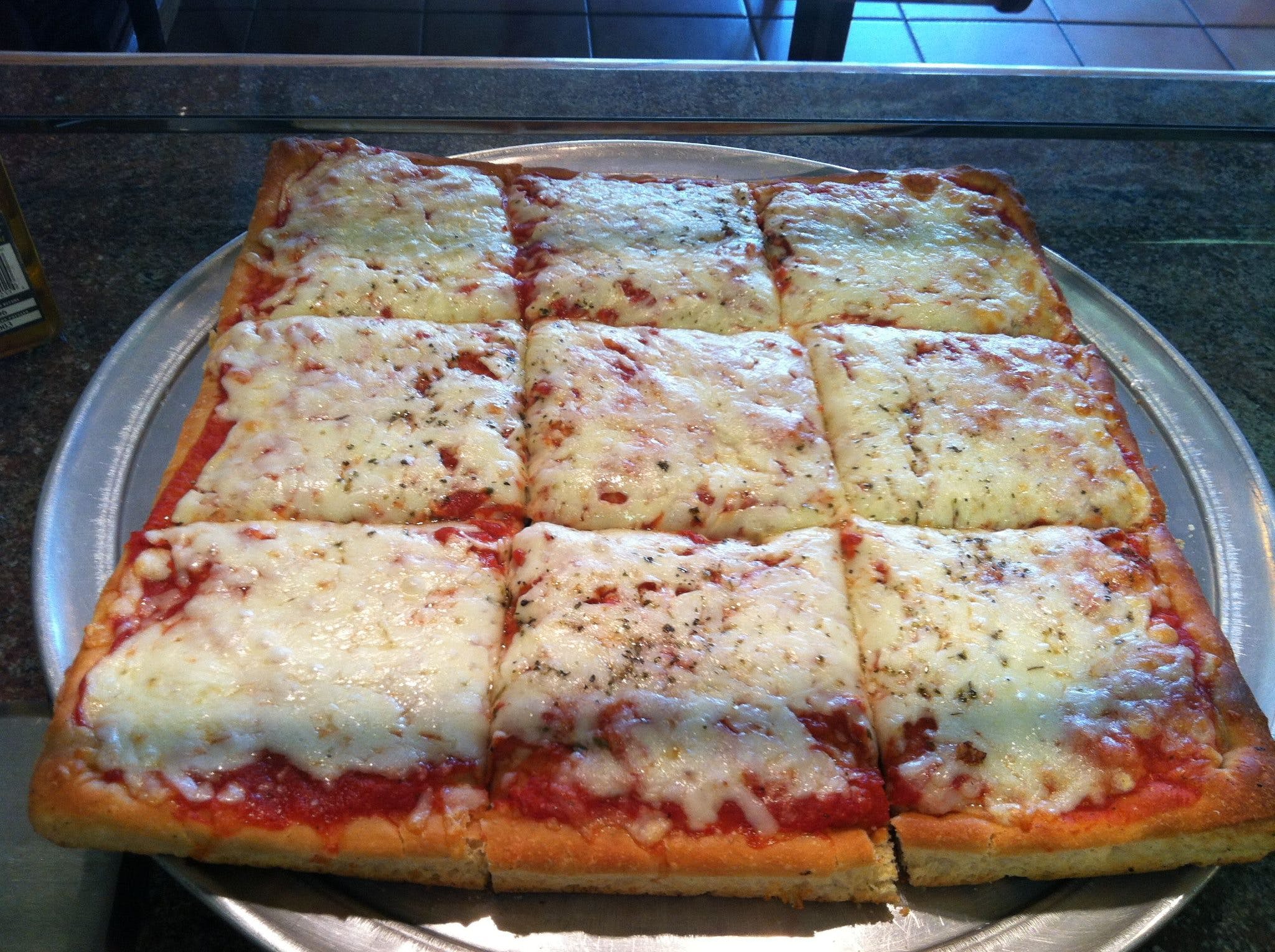 Order Plain Cheese Sicilian Pizza - Large 16" food online from Padrino's Pizza & Family store, Eagleville on bringmethat.com