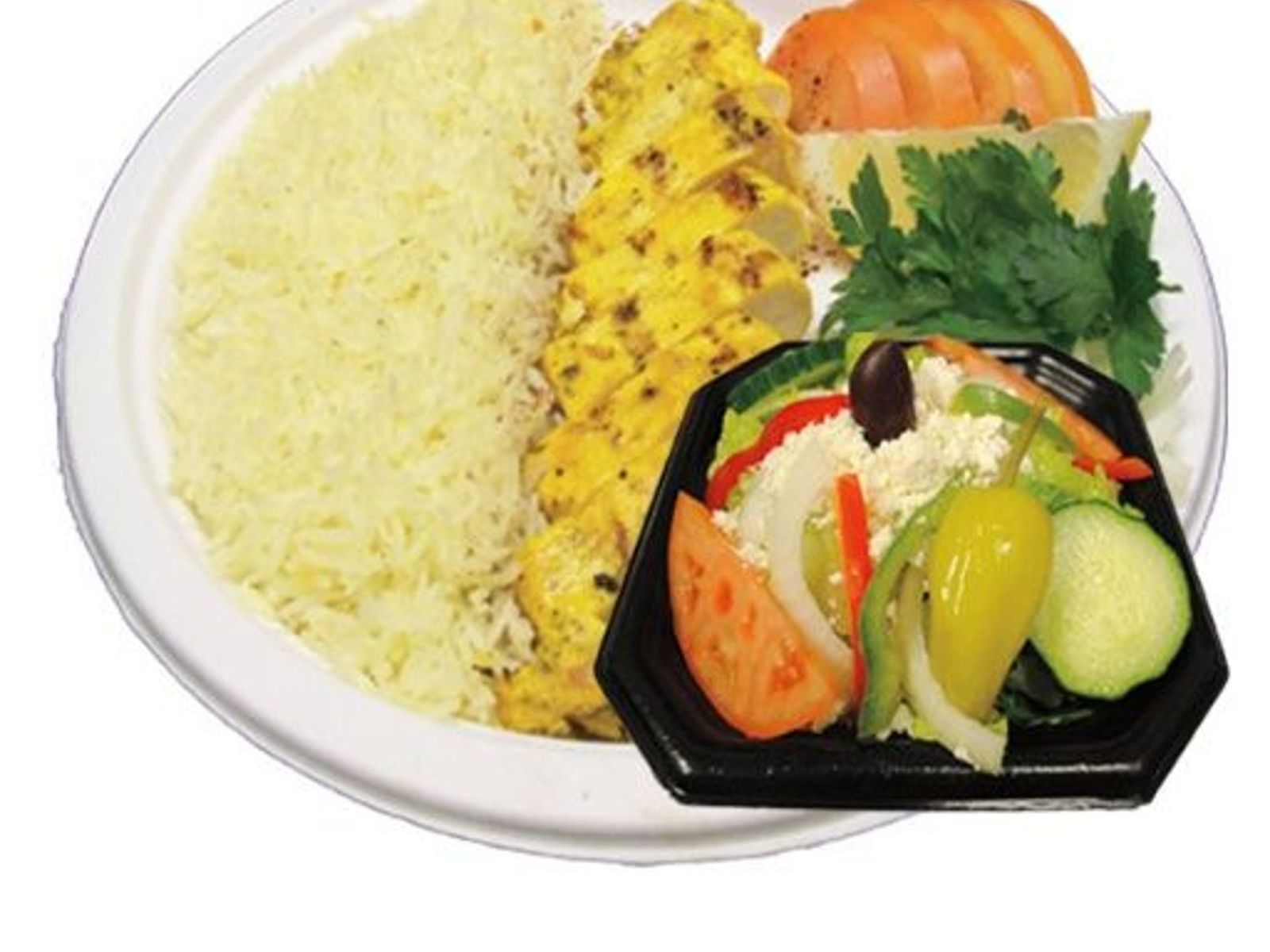 Order CHICKEN PLATE + SALAD food online from Olives Mediterranean Grill store, Phoenix on bringmethat.com