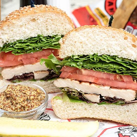 Order *Chicken Sandwich food online from Groucho's Deli store, Clemson on bringmethat.com