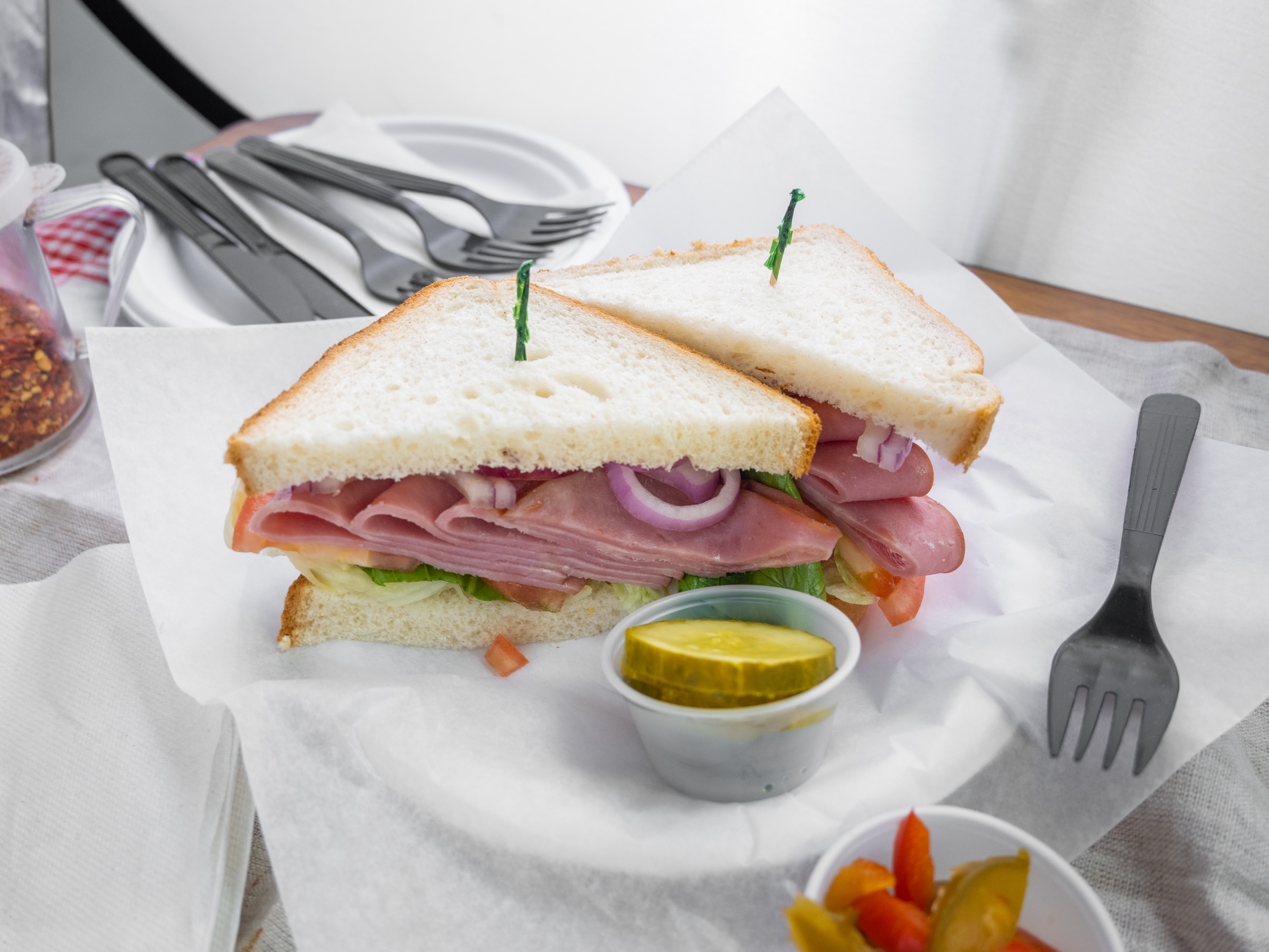 Order Turkey, Ham and Cheese Sandwich food online from Garden's Pizza store, Philadelphia on bringmethat.com