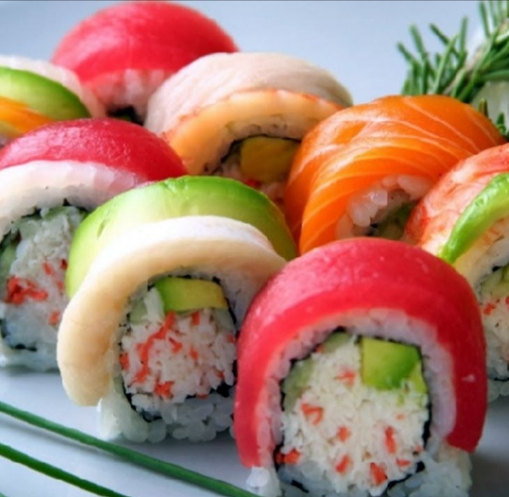 Order 1. Rainbow Roll food online from Mori Sushi store, Indianapolis on bringmethat.com