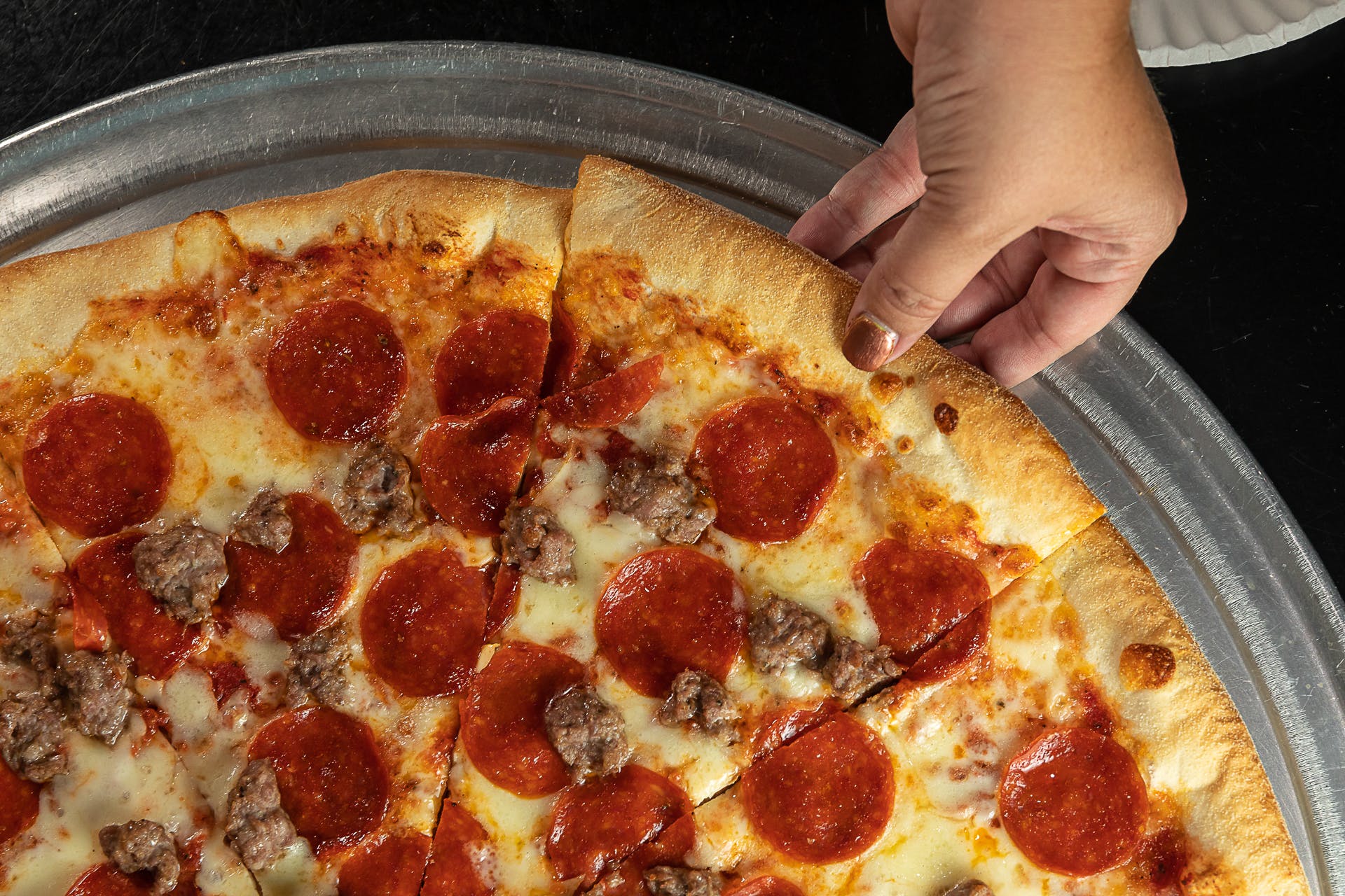 Order Pepperoni & Sausage Pizza - 14" food online from Brick 3 Pizza store, Milwaukee on bringmethat.com