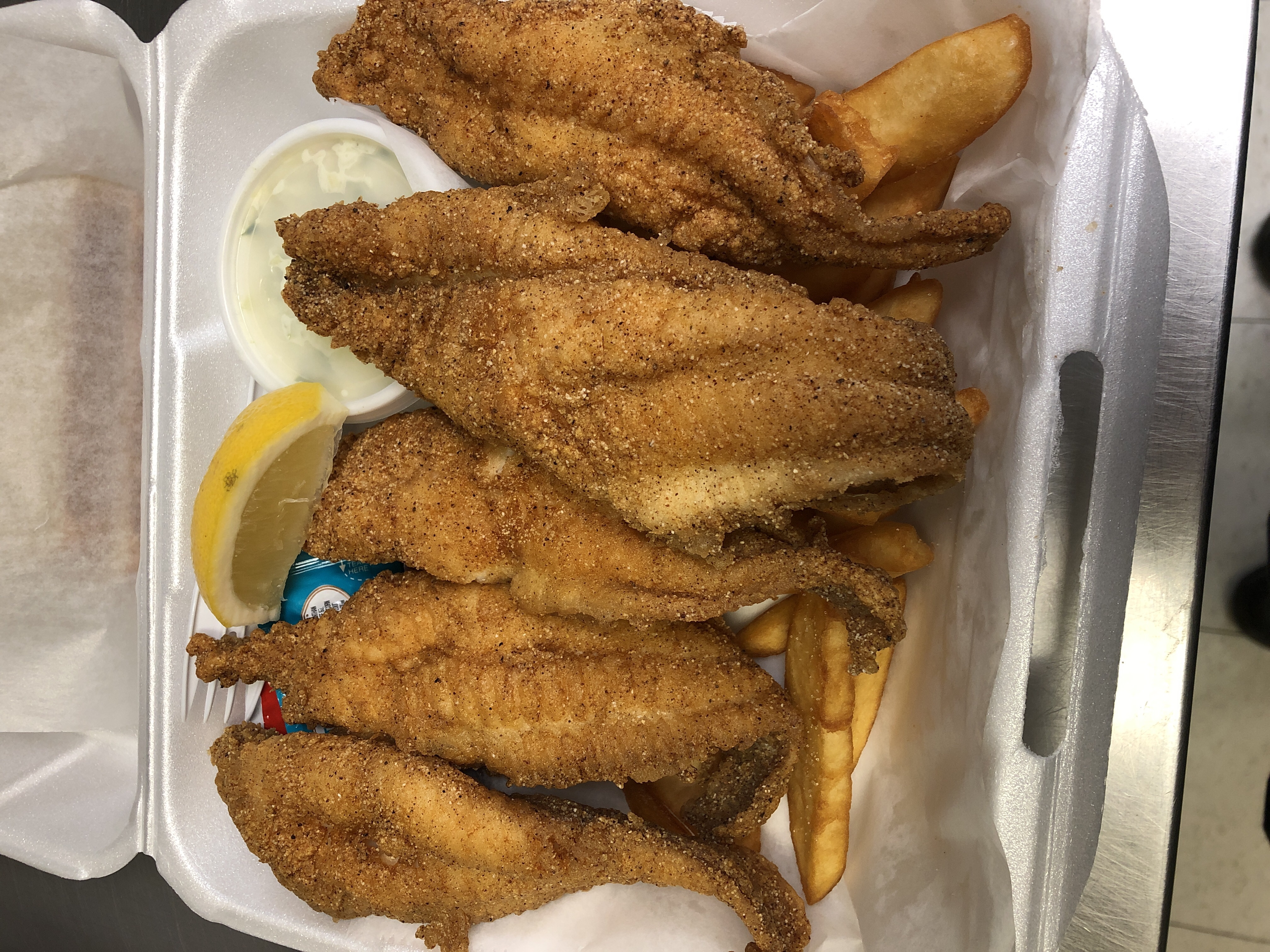 Order Big Catfish Dinner food online from Motown Fish & Shrimp store, Clinton Township on bringmethat.com