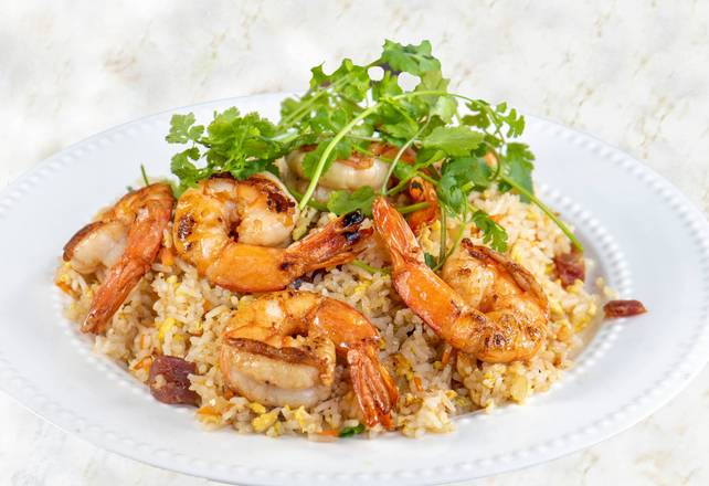 Order 51. House Special Fried Rice w. Egg and Jumbo Shrimp food online from Pho Tung & Cafe store, Lake Forest on bringmethat.com