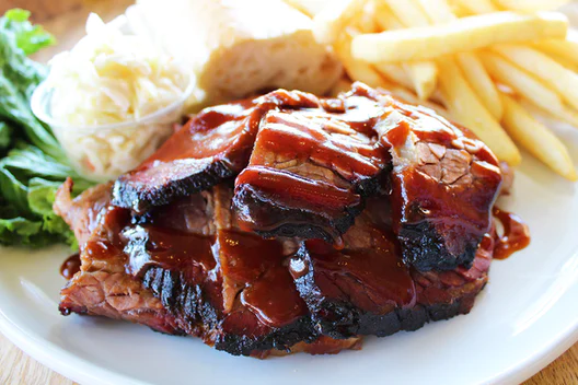 Order BBQ Beef Brisket Plate food online from The Patio store, Lombard on bringmethat.com