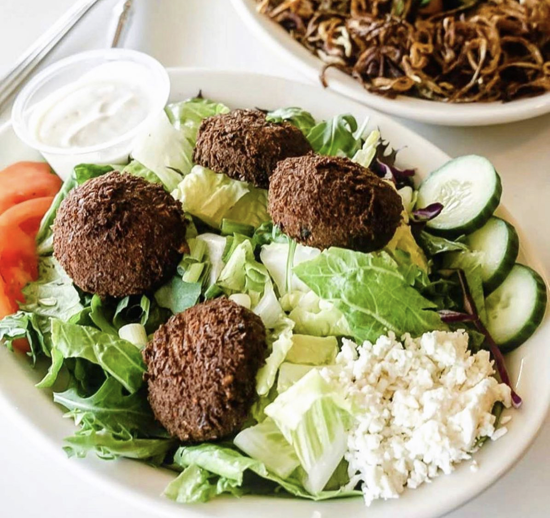 Order Falafel Salad food online from Aladdin's Eatery store, Pittsburgh on bringmethat.com