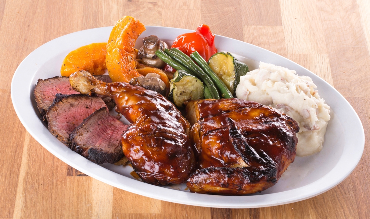 Order Tri Tip & BBQ Chicken Combo Platter food online from Kichi Grill store, San Francisco on bringmethat.com