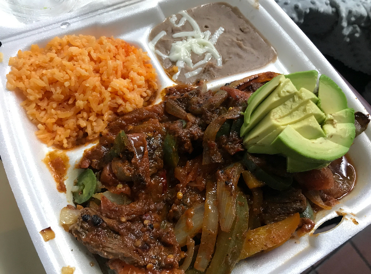 Order Bistek a la Mexicana Dinner food online from Los 3 Burritos store, Dekalb on bringmethat.com
