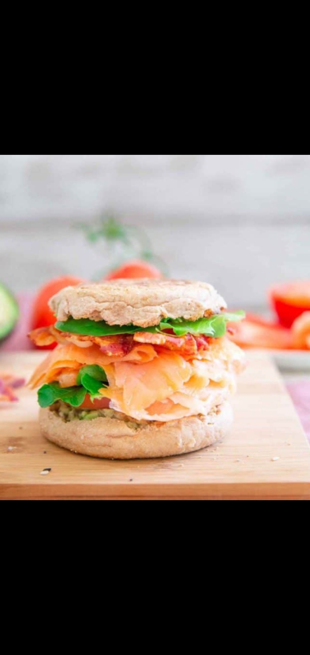 Order Nova Smoked Salmon With Bacon, Cream Cheese, Lettuce & Tomatoes Sandwich  food online from American Gourmet Foods Deli store, New York on bringmethat.com