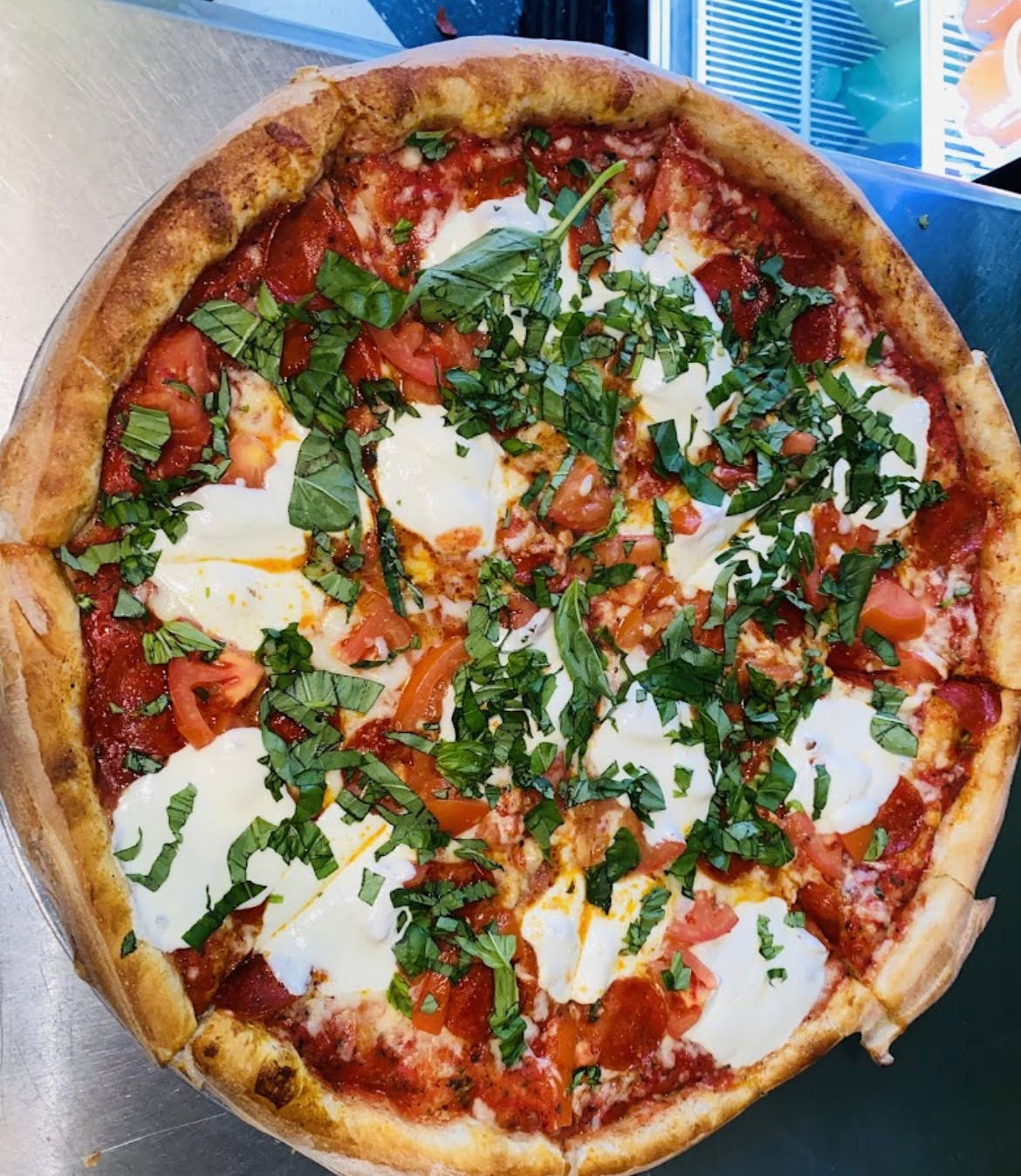 Order Margherita Pizza - Medium 16'' (6 Slices) food online from Pizza Mania store, Norcross on bringmethat.com