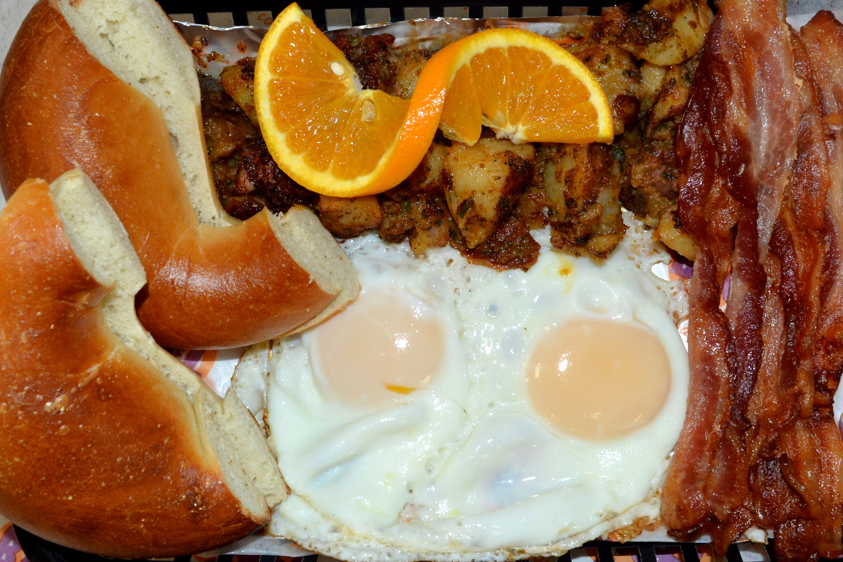 Order 2 Eggs with Meat Platter food online from Bagel Cafe store, Herndon on bringmethat.com