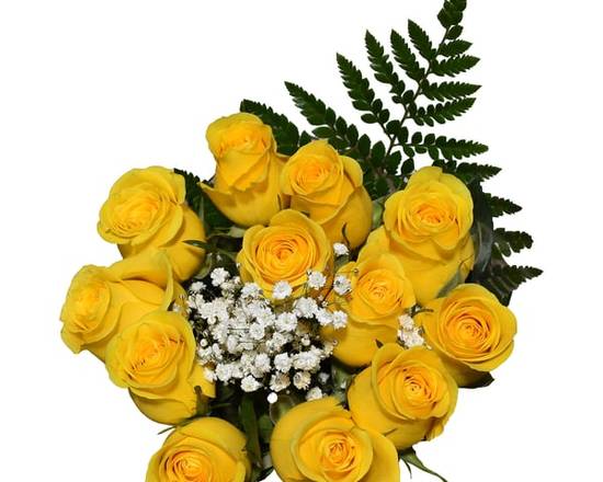 Order Dozen Yellow Rose Wrapped Bouquet Sunshine! food online from 800 Rose Big Florist Gifts & Desserts store, Newport Beach on bringmethat.com