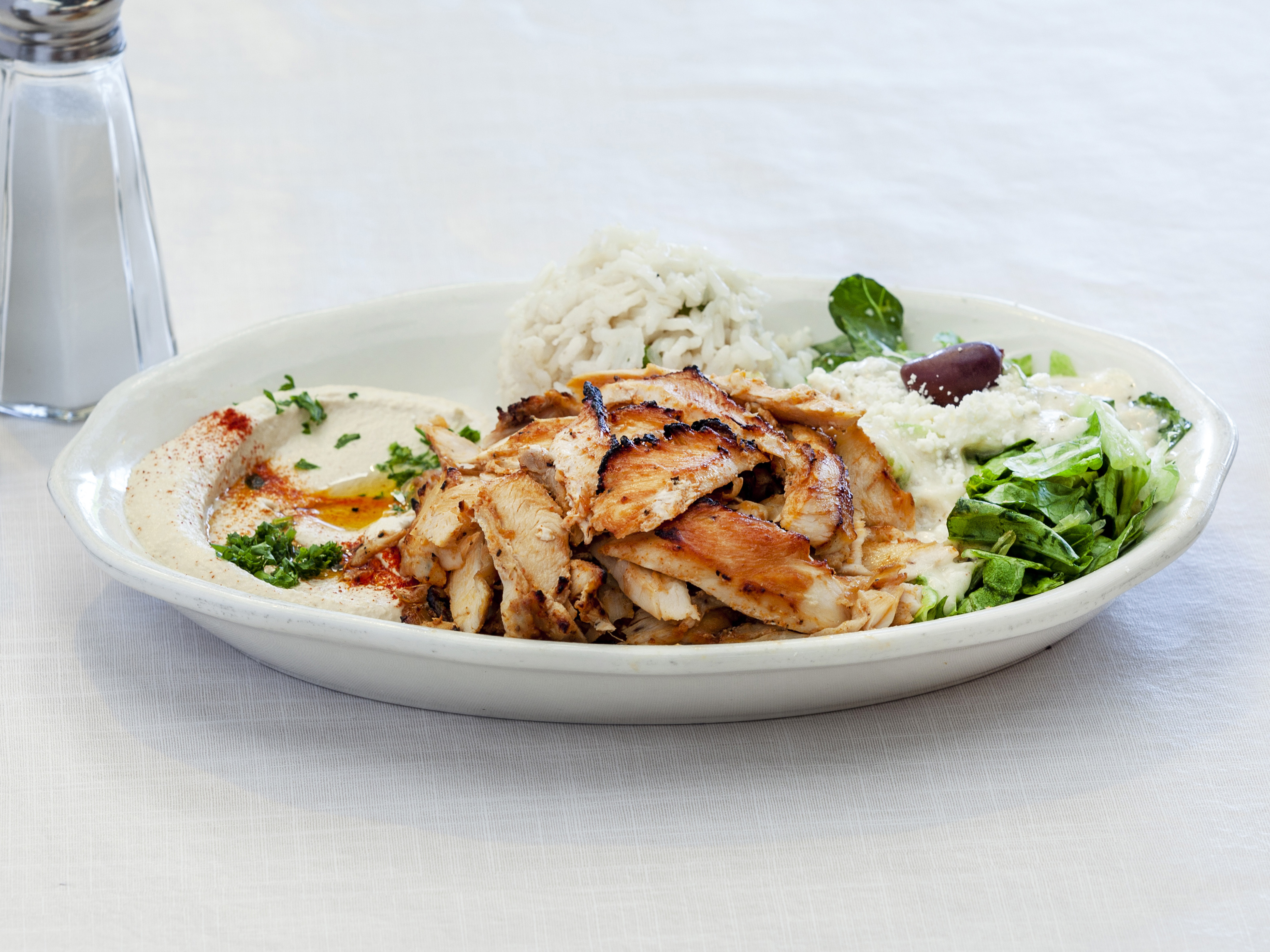 Order Chicken Shawarma Plate food online from Albasha Greek & Lebanese Restaurant store, Baton Rouge on bringmethat.com