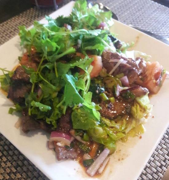 Order BBQ Beef Salad food online from Aroy Thai Kitchen store, Las Vegas on bringmethat.com
