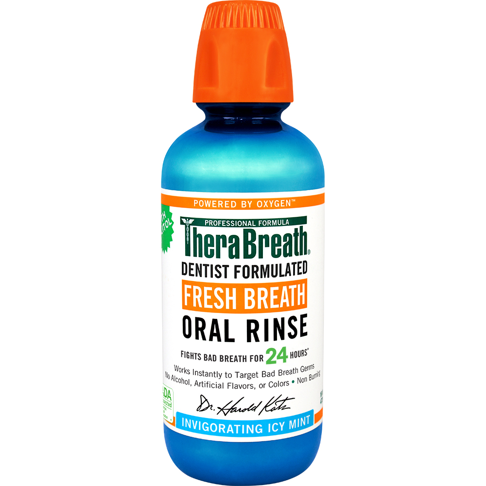 Order TheraBreath 24-Hour Fresh Breath Oral Rise, Icy Mint - 16 fl oz food online from Rite Aid store, CORNING on bringmethat.com