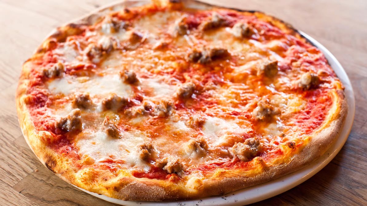 Order Salsiccia Pizza - Individual 12" food online from Broccolino Pizza store, Brooklyn on bringmethat.com