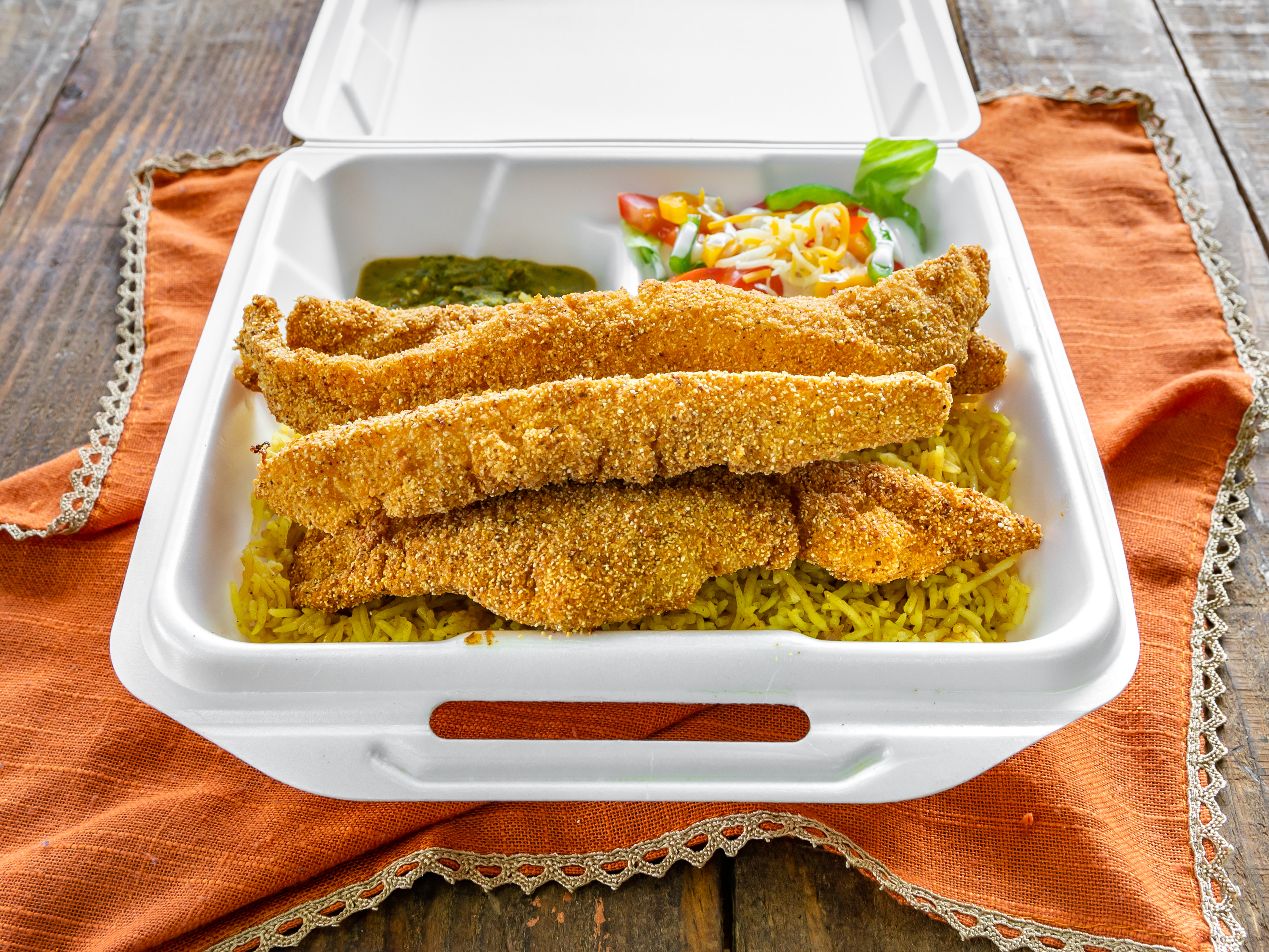 Order Fish Plate with Rice and Salad food online from International food market store, Jackson on bringmethat.com