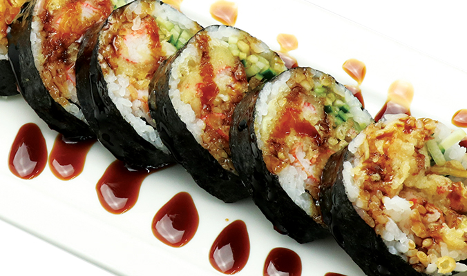 Order Shrimp Tempura roll - Cooked  food online from Oki Japanese Grill store, Plano on bringmethat.com