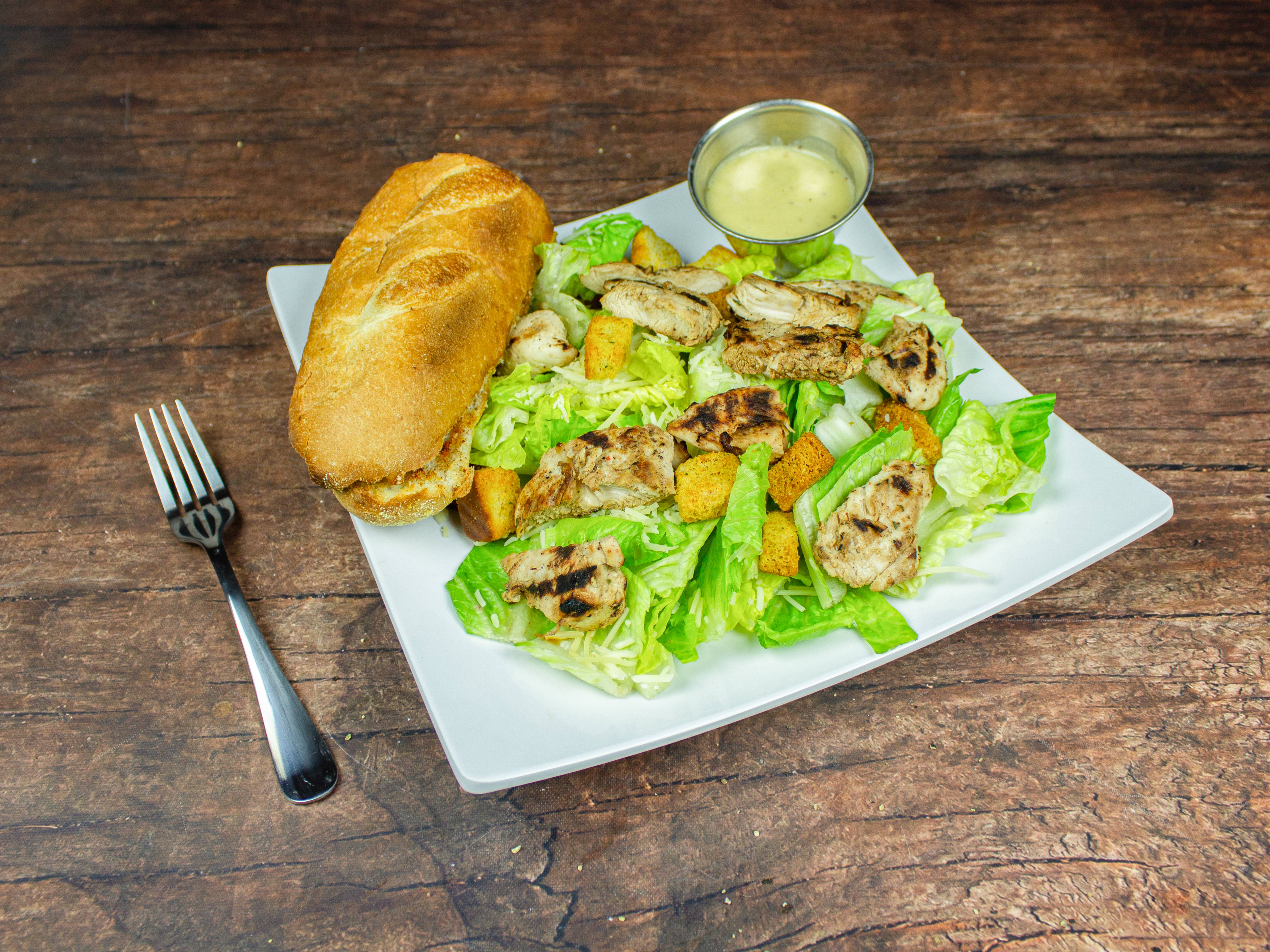 Order Grilled Chicken Caesar Salad food online from Mona Lisa Pizza & Grill store, Cambridge on bringmethat.com
