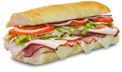 Order 13. Peppered Pastrami, Turkey and Swiss Cheese Sandwich food online from Port of Subs store, Las Vegas on bringmethat.com