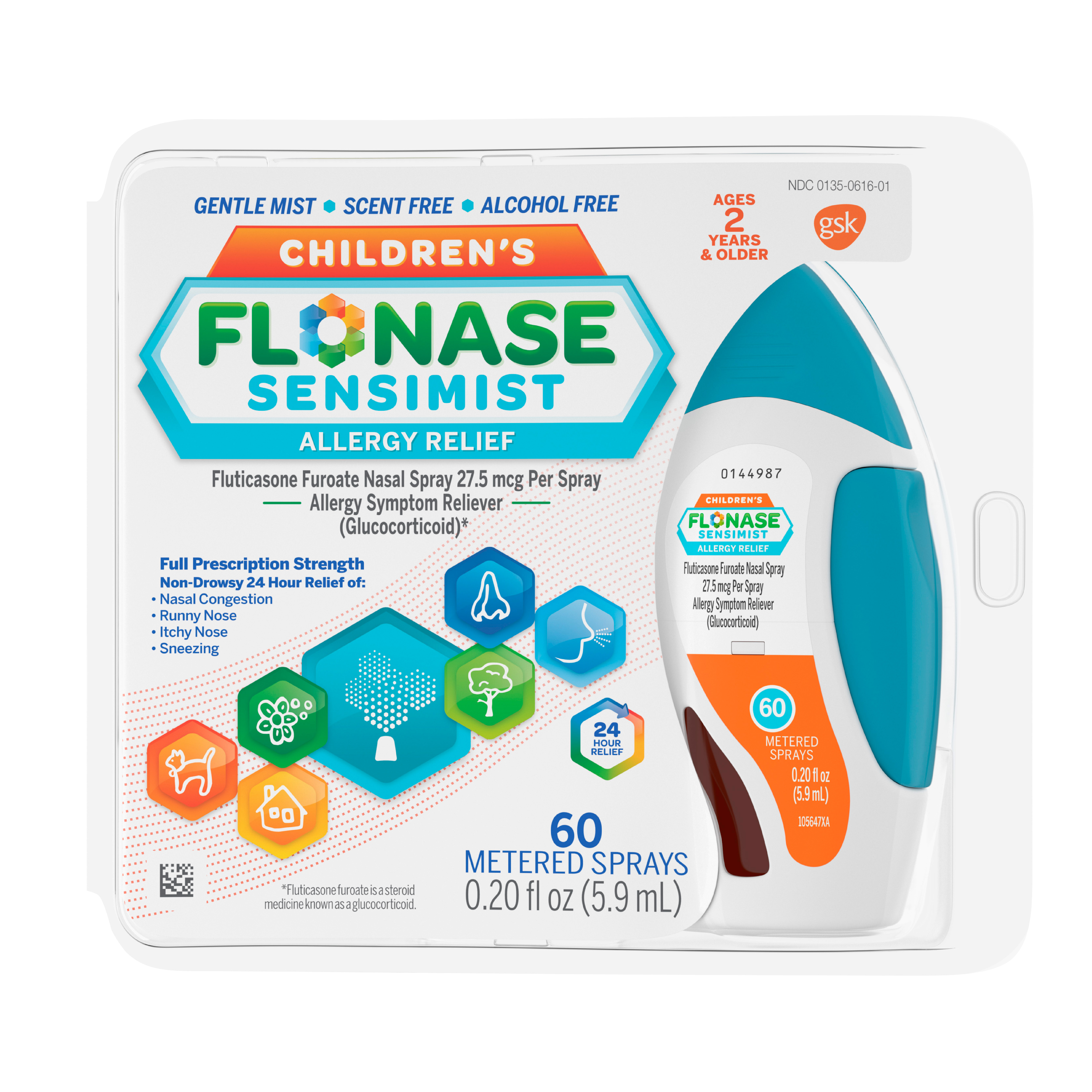 Order Flonase Sensimist Allergy Relief Spray - 24 Hour Non Drowsy Children's Allergy Medicine, 60 Sprays, 0.20 fl oz food online from Rite Aid store, Cathedral City on bringmethat.com